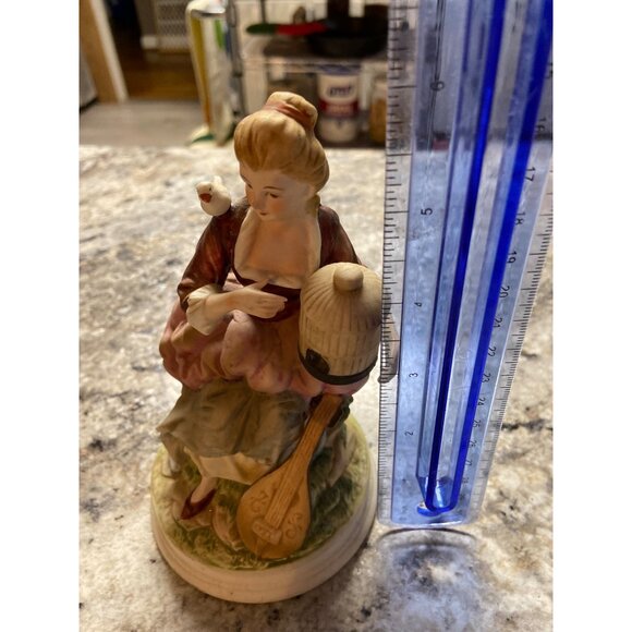 Andrea by Sadek Porcelain Figurine Lady Birdcage Mandolin Rococo Style Vintage - Picture 6 of 6